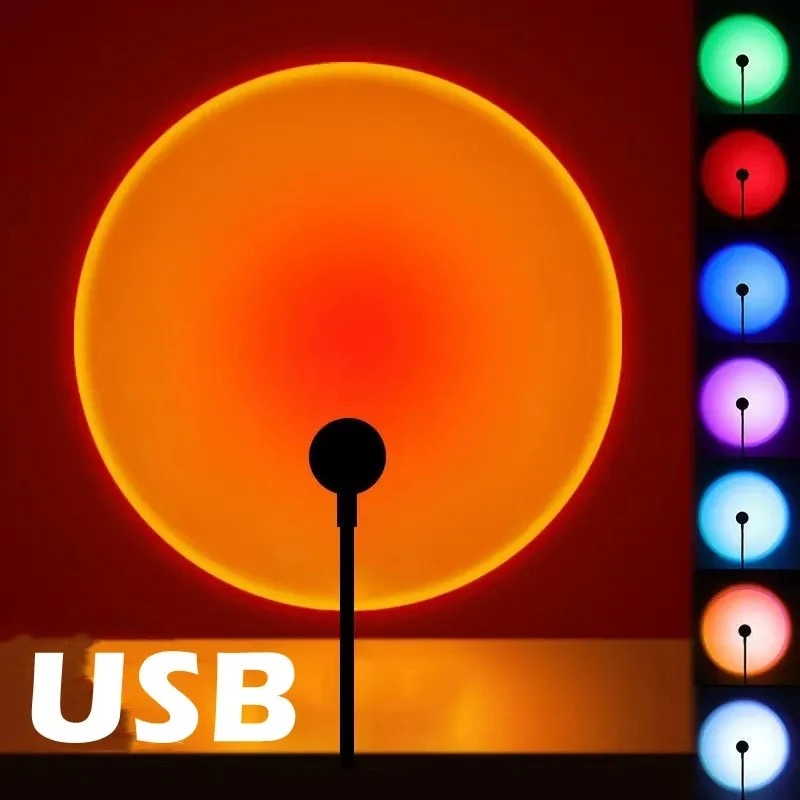 Sunset Lamp Projection - USB 일몰 프로젝션 램프 무지개 분위기