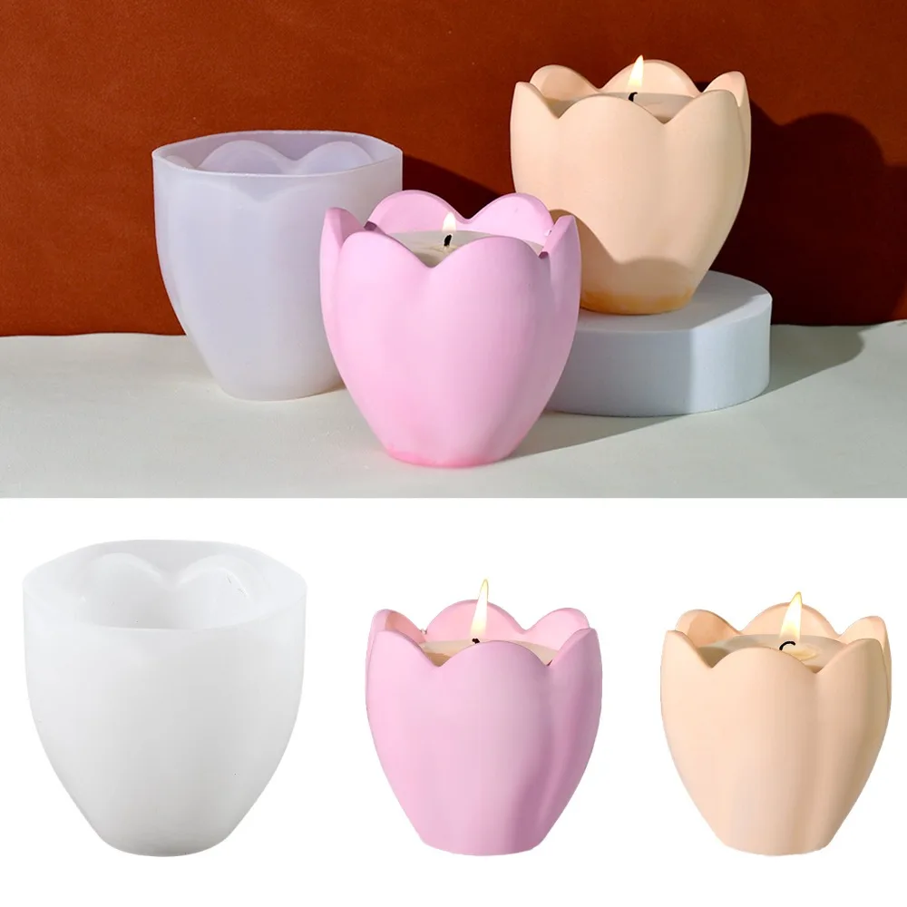 Candle Holder Set - 튤립 양초 거치대 실리콘 몰드, 꽃