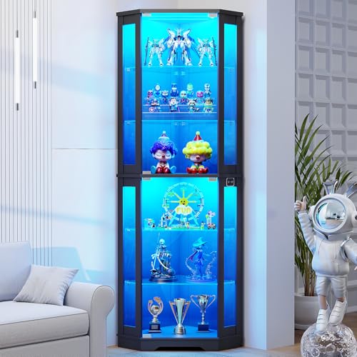 Lighting & Home Decor Studio - 71인치 높이의 코너 진열장(LED 조명 및