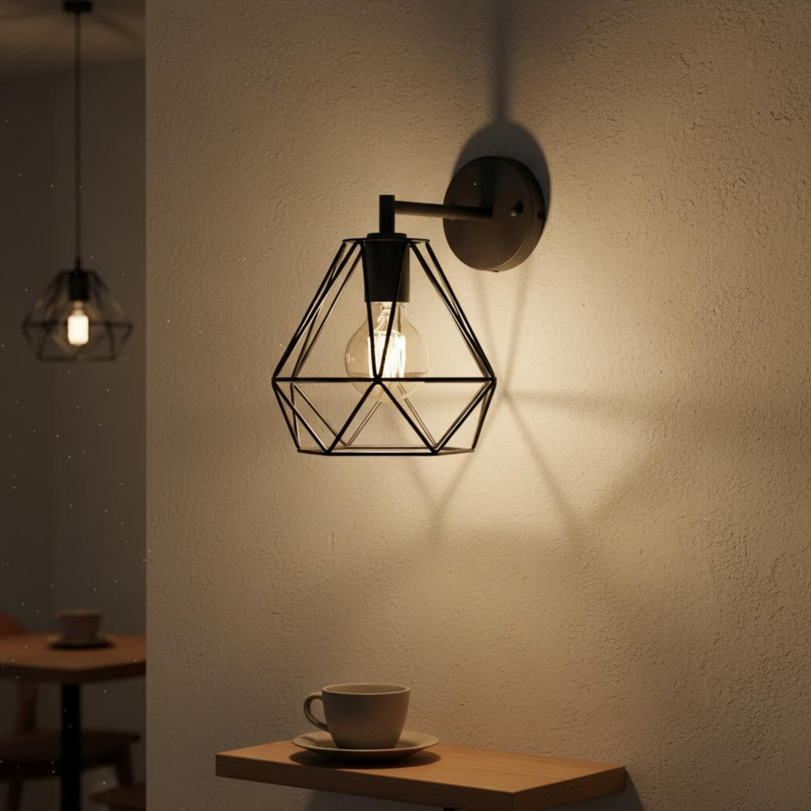 마름모 모양 램프 쉐이드 미니멀리스트 금속 와이어 램프 - Geometric Lamp Shade 리뷰 및 가격