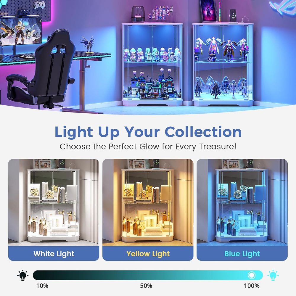 거실용 LED 조명 및 충전 스테이션이 있는 2단 유리 - Lighting & Home Decor Studio 리뷰 및 가격