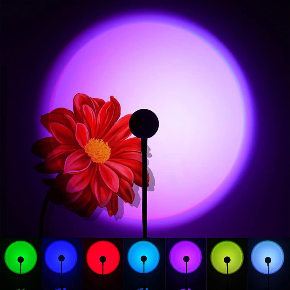 1x USB 일몰 램프 LED 레인보우 네온 야간 조명 - Sunset Lamp Projection 리뷰 및 가격