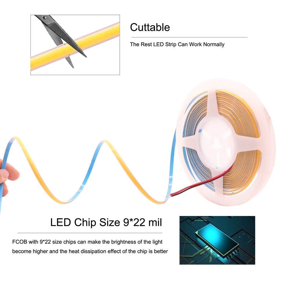 5mm COB LED 스트립 384LED/m 초박형 부 - Lighting Decor And More 리뷰 및 가격