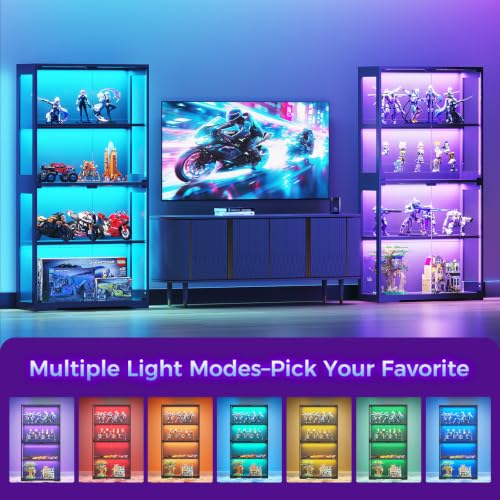유리문과 RGB LED 조명이 있는 진열장, 유리 진열 - Lighting & Home Decor Studio 리뷰 및 가격