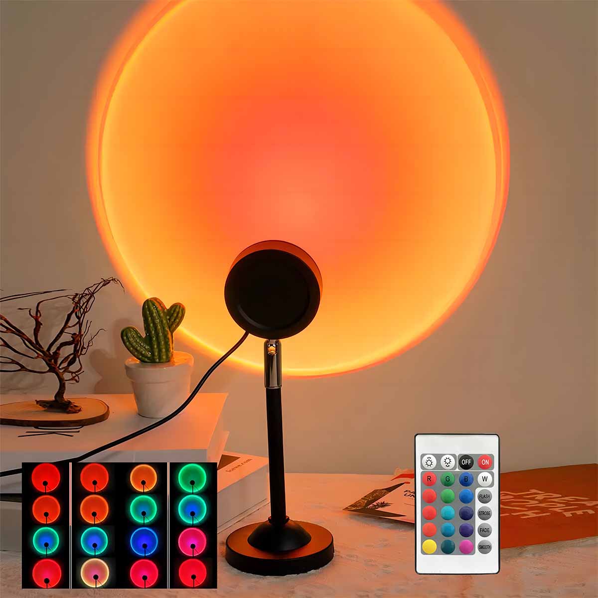 일몰 프로젝션 조명 리모컨 16색 무드등, 침실 장식  - Sunset Lamp Projection 리뷰 및 가격