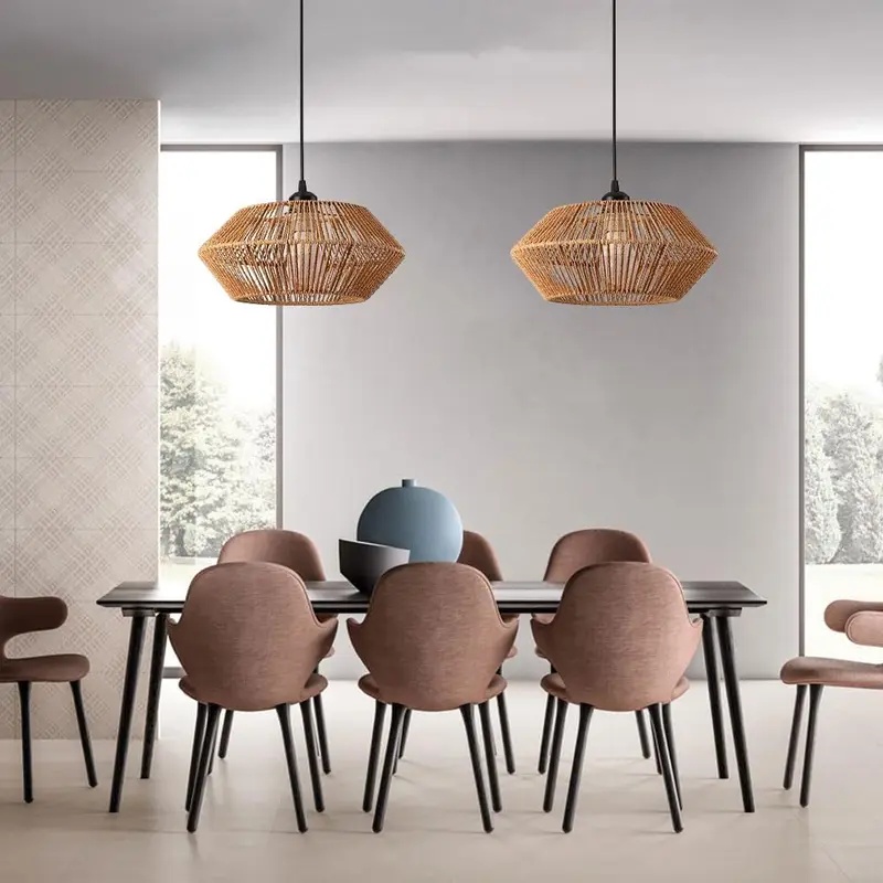 보헤미안 라탄 짜임 펜던트 조명 기하학적 육각형 위커  - Geometric Lamp Shade 리뷰 및 가격