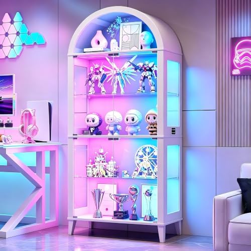 5단 아치형 유리 진열장 (거실용, RGB 조명 포함) - Lighting & Home Decor Studio 리뷰 및 가격