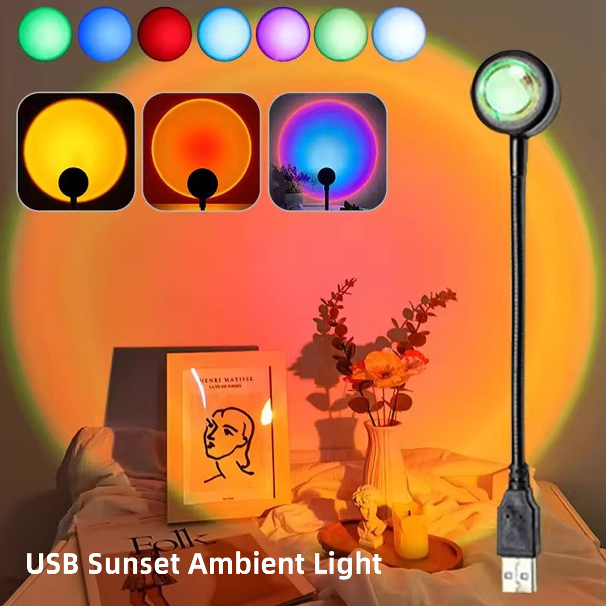 LED 무지개 일몰 프로젝션 램프 분위기 야간 조명 사 - Sunset Lamp Projection 리뷰 및 가격